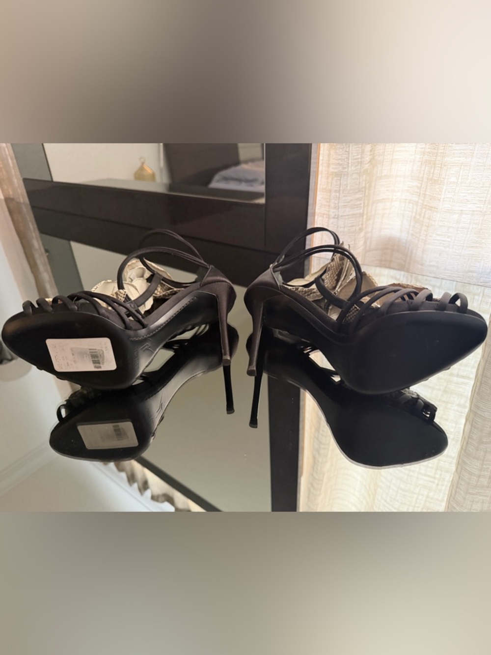 Giuseppe Zanotti Black and Tan Snake Print Heels - Picture 3 of 3
